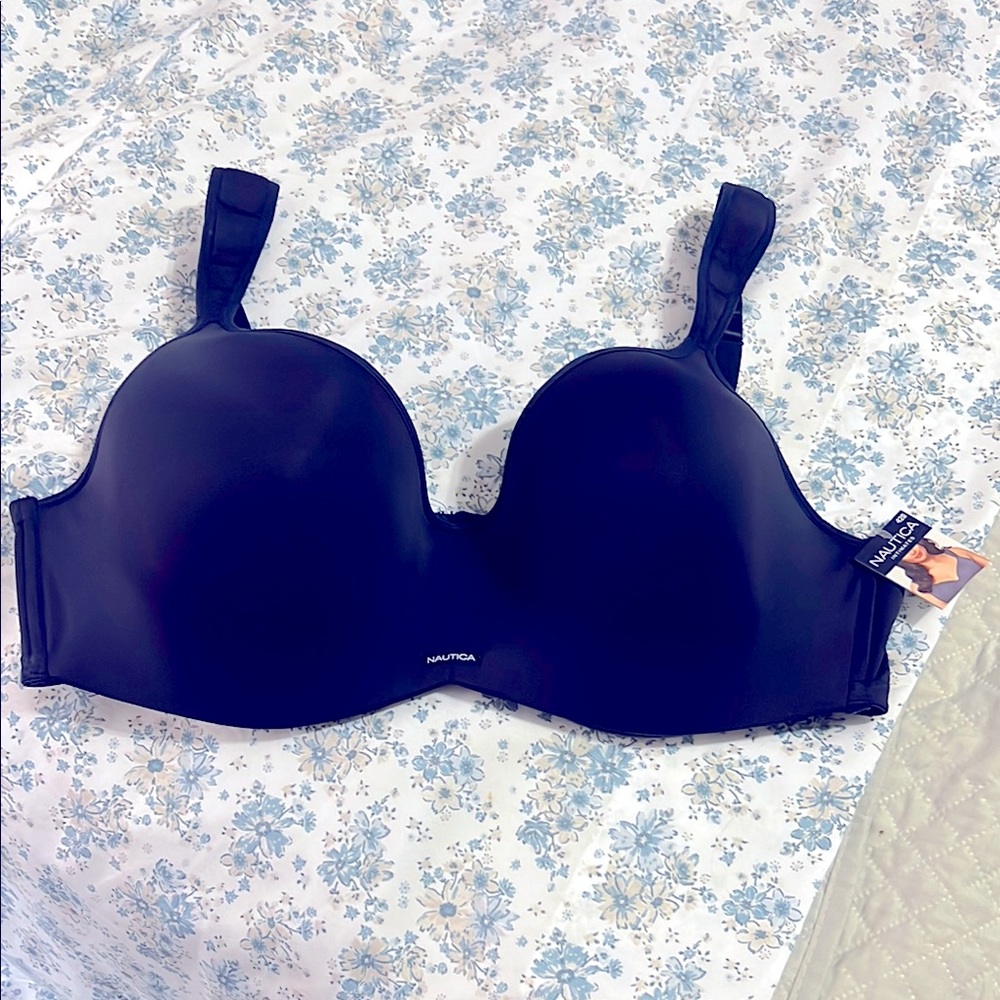 Nautica Intimates- Lightly Lined Underwire Bra-Navy Blue-Sz 42D-NWT